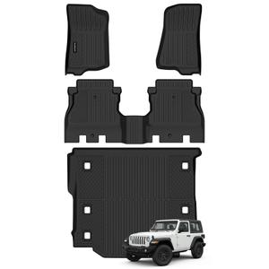 Naibeve Floor Mats for for Jeep Wrangler JL 2018-2025 2026 Limited 4-Door with Subwoofer(Not for JK/4XE/PHEV/2-Door) - All Weather Custom Fit for Jeep Wrangler JL Floor Mats Interior Accessories