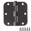 Design House Interior Door Hinges, 3.5 in. x 3.5 in., Rounded, 5/8-in. Radius, Steel, Pre-Lubricated, Matte Black, 26-Pack