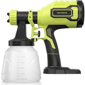 Cordless Paint Sprayer Compatible with Ryobi 18V Battery (Battery Not Included),1000ml/min High Flow,1000ml Container,150 Din/s Max Viscosity,Paint Sprayer for Furniture (Green)