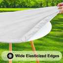 Smiry Round Picnic Tablecloth, Wipeable Flannel Backed Vinyl Tablecloths for 45" - 56" Tables, Waterproof Elastic Fitted Table Covers for Camping, Indoor, Outdoor, Grey & White, For Up to 45"-56" Round