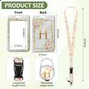 Letter H Lanyards for ID Badges,Floral Badge Holder with Lanyard Badge Reel Retractable Keychain ID Name Tag Work Badge Clip for Teacher Women Work Office