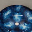 Bathroom Artistic Vessel Sink, Tempered Glass Vanity Round Bowl with Oil Rubber Bronze Faucet and Pop up drain Set, Ocean Blue