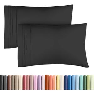 Queen Pillow Cases Set of 2 - Ultra Soft Hotel Quality Pillowcase Covers - Comfy, Cozy & Wrinkle Free - Shrinkage, Stain and Fade Resistant - Machine Washable Pillow Protectors - 2 Piece Set - Black