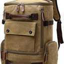 Vintage Canvas Backpack Casual Travel Rucksack 15.6inch Laptop Daypacks Hiking Camping Backpack (Khaki)