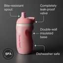 Tommee Tippee Insulated 9oz Sporty Spout Toddler Water Bottle, No Spill, Sippy Cups for Toddlers 1-3, Two-Piece Valve Helps Stop Spills, Green & Red, BPA Free, Pack of 2