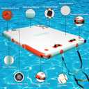 Inflatable Floating Dock Platform, 5FT/ 6FT/ 8FT/ 10FT/ 12FT Air Dock Platform Floating Island Raft with None-Slip Surface, 6in Thick Water Floating Dock Mat for Swimming Pool Lake Beach Ocean