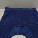 HOMEIDEAS 2 Pieces Bathroom Rugs, Ultra Soft Non Slip Absorbent Chenille Toilet Bath Mat Set (Navy Blue)