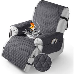 TAOCOCO 100% Waterproof Recliner Cover - Recliner Cover with Non-Slip Granule, Recliner Chair Covers with Elastic Band, Recliner Chair Covers for Reclining Chair(Dark Grey,Large-28'')