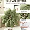 Flower Pillow Cushion Round Decorative Throw Pillows 15.7 Inch Velvet Flower Shaped Pillow Floral Cushion for Sofa, Couch, Vanity Chair, Bed (Red)