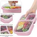 buluker 4 Pack Bento Lunch Box Set 3 Compartment Food Storage Containers Wheat Straw Meal Prep Lunch Box Plastic Food Storage Containers, Microwave and Dishwasher Safe (light colour)