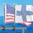 2 Pcs Adjustable Boat Flag Pole Universal, 12x18 Stainless Steel Clamp on Boat Flag Pole Kits Rail Mount Without Drilling (Without Flag)