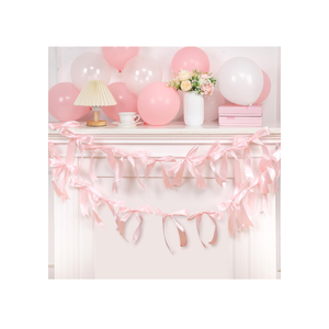 2 Pcs Pink Bow Garland Banner for Wedding Bachelorette Party Decorations Coquette Birthday Bow Decor Garlands for Baby Shower Bridal