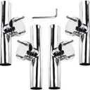 NovelBee 4-Pack Boat Fishing Rod Holder,Stainless Clamp on Fishing Rod Pole Holder for Rails 1-1/4" to 2" ( Tournament Style )