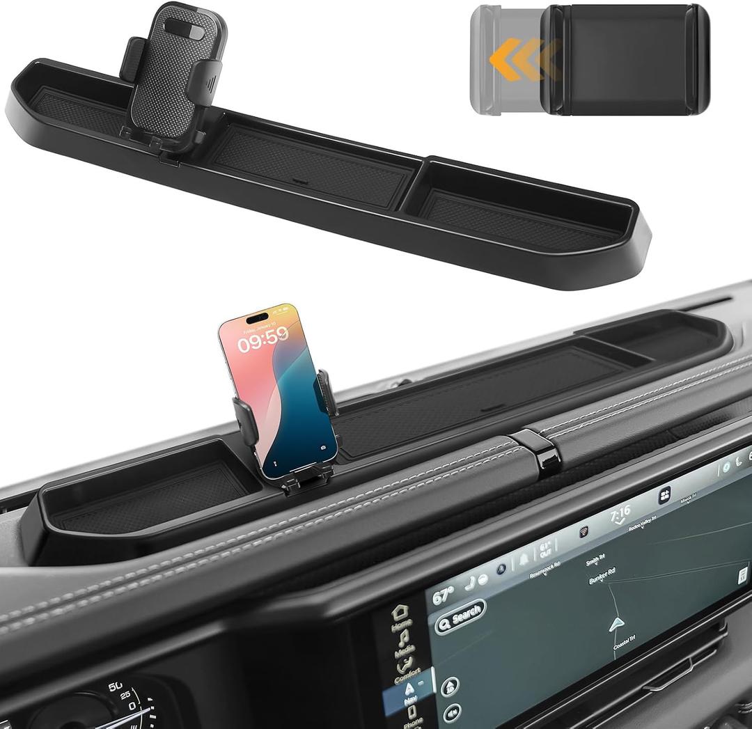 Phone Mount Holder for Jeep Wrangler JL JLU & Gladiator JT 2024 2025 Accessories Multi-Mount Phone Holder Dash Tray Storage Box System Kit Extension Arm Metal Rod for Wrangler (NOT for 4XE)
