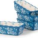 Wisenvoy Mini Loaf Pan Bread Pan Ceramic Loaf Pans for Baking Bread Mini Bread Loaf Pans 4-Pieces Bread Baking Pan (Dark Blue)