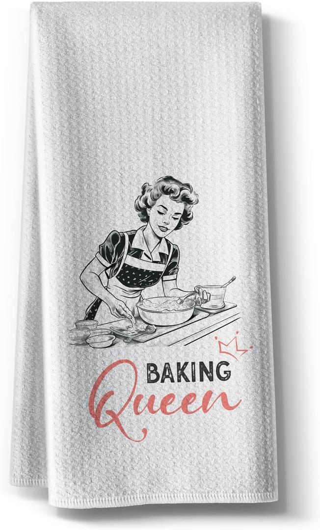 3 x Baking Towels for Women- Funny Joked Queen Hand Dish Kitchen DéCor,Absorbent Tea Towel,Gift for Mother Hostess New Home Friend Housewarming 16" x 24”