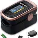 Oxygen Saturation Monitor, Wrinery Premium Pulse Oximeter Fingertip, Oxygen Monitor, O2 Saturation Monitor, OLED Portable Oximetry with Batteries, Lanyard (Rose Gold-Royal Black)