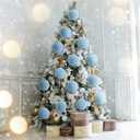 Syhood 8 Pcs 6 Inch Velvet Christmas Balls Large Velvet Ornaments Balls Xmas Tree Decorations Hanging Flocked Ornaments for Christmas Tree Home Garland Holiday Party Decor (Dusty Blue)