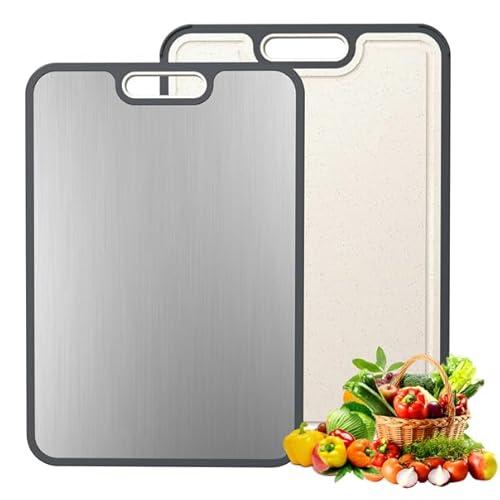 WEVYHFS SPORTS Titanium Cutting Board with Smooth Dual-Sided Surface, GR2 Titanium & Wheat Straw PP, Easy-Clean, Non-Slip, Dishwasher Safe, Large Cutting Board for Fruits, Vegetables & Meat