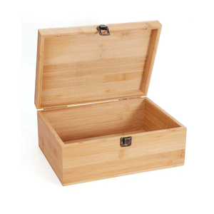 Woiworco Large Bamboo Wooden Storage Box with Hinged Lid, 11 x 7.9 x 4.5 inch Natural Wooden Box for Crafts, Art, DIY, Stash, Keepsake, Gifts