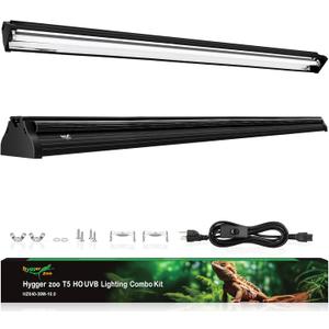 T5 UVB Reptile Light Fixture HO UVB Bulb Lighting Combo Kit 39W Reptile Light Bar Terrarium Hood 10.0 UVB Light Bulb Fluorescent Tube UVA UVB Desert Lamp for Bearded Dragon Tropical and Deserts