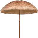 AMMSUN 7.5ft Hula Thatched Tiki Patio Beach Umbrella Hawaiian Style 10 Ribs UPF 50+ with Tilt Carry Bag for Outdoor Tiki Bar, Tropical Palapa, Patio Garden Beach Pool Backyard Natural Color