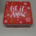 Tandefio 6 Pcs Christmas Cookie Tins with Lids for Gift Giving, 6.3 x 6.3 In Square Metal Holiday Empty Boxes Xmas Storage Containers for Storing Candy Cookie Biscuits Goody Treat Gifts (Red)