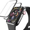 EWUONU [2 Pack Tempered Glass Screen Protector for Apple Watch 44mm SE 3/SE 2/ Series 6//5/4, 3D Full Coverage [Easy Installation Frame] Waterproof Bubble-Free HD Clear Film for iWatch 44mm