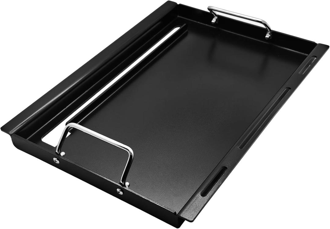 Flat Top Full Size Grill Griddle Inserts Replacement Parts for Weber Genesis 300 Series E310 E320 S330 EP310 EP320 EP330 CEP310 Grills Carbon Steel Griddle with Handles for Weber 7524 7528