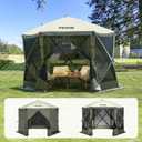 VEVOR Pop Up Gazebo Screen Tent 6 Sided Canopy Sun Shelter with 6 Removable Privacy Wind Cloths & Mesh Windows, 10x10FT Quick Set Screen Tent with Mosquito Netting, Army Green