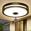 24W LED Motion Sensor Outdoor Ceiling Light, 12IN 2700K/3000K/3500K/4000K/5000K Adjustable Ceiling Lights, Dusk to Dawn Flush Mount LED Ceiling Light Fixture for Porch, Entryway, Garage