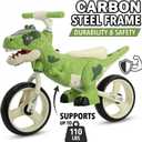 Dinosaur Bike for Kids 3-5, Toddler Balance Bike 4+ Year Old, Birthday Gift for Boys Girls with Adjustable Handlebar, Music & Eye Flashing Lights, Ride On Dino Toy, Carbon Steel Frame 10 Inch Wheels