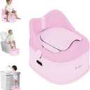 Babilous 3 in 1 Potty Training Toilet, Toddler Potty Training Seat, Baby Potty Trainning Step Stool, Potty Trainer for Boys and Girls, Pink