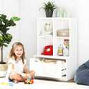 UTEX Kids Bookshelf and Toy Storage Organizer, Toddlers Bookcase with Cubbies, Adjustable Wood Shelf with Drawer for Bedroom, Playroom, Nursery, White, 13.8*23.5*37.5 In