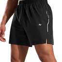 MIER Men's Black Running Shorts - 5 Inch Inseam Gym Athletic Stretch Shorts with 3 Pockets, Quick Dry, Lightweight, XXL