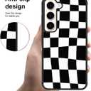 SAKUULO Compatible with Samsung Galaxy A15 5G Case, [Screen Protector + Kickstand] Black Plaid Checkered Aesthetic Cute Design,Tire Texture Anti-Slip Shockproof Ultra Thin Protective Case 6.5inch