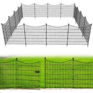 15 Panels Decorative Garden Fence with Gate, 32 in(H) X 35.4 ft(L) No Dig Dog Fence Animal Barrier Outdoor for Yard, Rustproof Metal Garden Edging and Borders, Temporary Fencing Stakes
