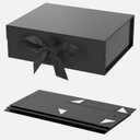 Gift Box Black, 10.5x7.5x3.1 Inches Larger Capacity Magnetic Gift Decorative Box with Lid and Ribbon for Men omen, Collapsible Proposal Box for Valentine's Day Wedding Birthday(4 Pack)