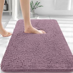 OLANLY Bathroom Rugs 30x20, Extra Soft Absorbent Chenille Bath Rugs, Rubber Backing Quick Dry, Machine Washable Bath Mats for Bathroom Floor, Tub and Shower, Home Decor Accessories, Deep Plum (30" x 20")