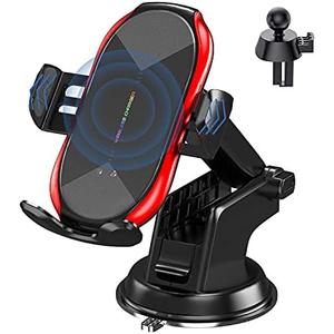 YITUMU Wireless Car Charger Mount, 15W Qi Fast Charging Auto-Clamping Phone Holder, Vent/Mount Compatible with iPhone 13/12/11/X/8, Samsung S20/S10/Note20/Note10