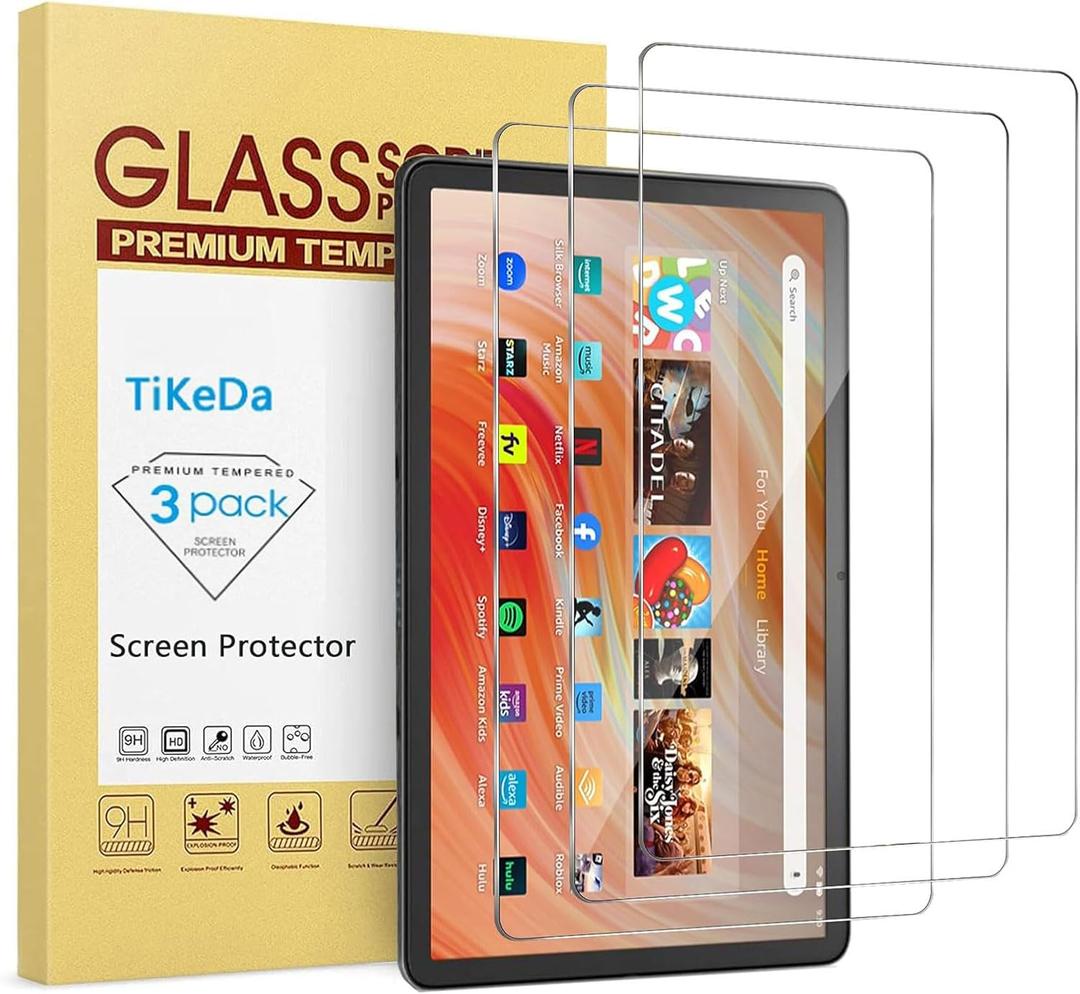 (3 Pack) Designed for All-New Fire HD 10 / Fire HD 10 Plus Tablet 10.1 inch (13th/11th Generation, 2023/2021 Release) Screen Protector, Tempered Glass High Definition Clear Shield