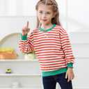 Toddler Girl Sweatshirt Long Sleeve Striped Pullover Top Fall Winter Outfits 1-5T (Yellow)