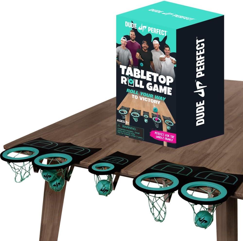 Dude Perfect Sticky Tic Tac Toe & Tabletop Roll Set | Indoor & Outdoor Games, Perfect Fun for Family Game Night & Parties, Birthday for Children, Kids & Adults | Ages 4+ & 6+ (Single)