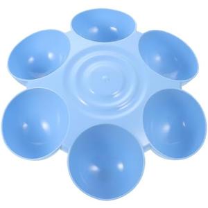 POPETPOP Cat Feeder with 6 Bowls - Multiple Cat Dishes, Pet Feeder for Kitten Puppy, Indoor Cats (Blue)