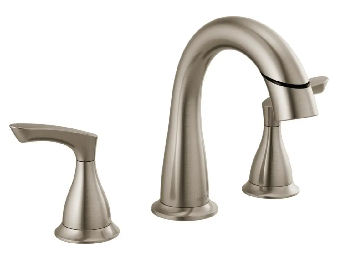 Delta Faucet Broadmoor Pull Down Bathroom Faucet Brushed Nickel, Bathroom Faucet, Widespread Bathroom Faucet 3 Hole with Magnetic Docking, Bathroom Sink Faucet, SpotShield Stainless 35765LF-SPPD