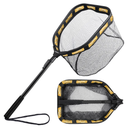 PLUSINNO Floating Fishing Net for Steelhead, Salmon, Fly, Kayak, Catfish, Bass, Trout Fishing, Rubber Coated Foldable Landing Net with Fixed or Telescoping Pole Handle, Fishing Gear and Gifts for Men, Yellow