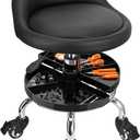 JOSTZHXIN Garage Mechanic Stool Chair Rolling Shop Chair, Height Adjustable Garage Shop Seat, Low Stools with Storage Tray, Rolling Stool for Salon SPA Tattoo (Style 2)