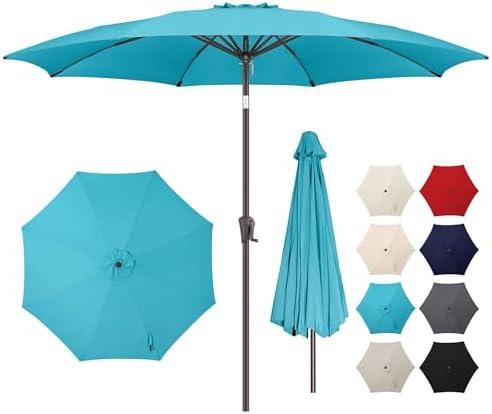 AckMizz 11ft Outdoor Patio Umbrella - Table Umbrella Waterprool UV Protection, Sombrillas de Patio with Push Button Tilt&Crank, Sun Umbrella for Pool, Porch, Garden, Deck, Backyard(Sky Blue)
