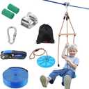 VEVOR Zipline Kit for Kids and Adult, 52 ft Zip Line Kits Up to 330 lb, Backyard Outdoor Quick Setup Zipline, Playground Entertainment with Zipline, Nylon Safety Harness, Seat, and Handlebar