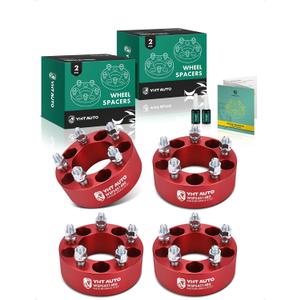 YHTAUTO 5x4.5 Wheel Spacers 2 Inch Fit Jeep Ford Lincoln Mercury Models, XJ MJ ZJ KJ YJ TJ Grand Cherokee, Wrangler, Edge, Explorer, 5x114.3mm Tire Spacers w/ 1/2" Studs 82.5 mm Center Bore 5 Lug 4PCS (Red)